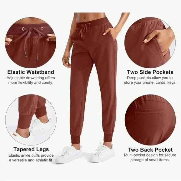 Womens Athletic Lounge Joggers Drawstring‎ Waist Pockets Burgundy Pants Medium - Picture 3 of 6